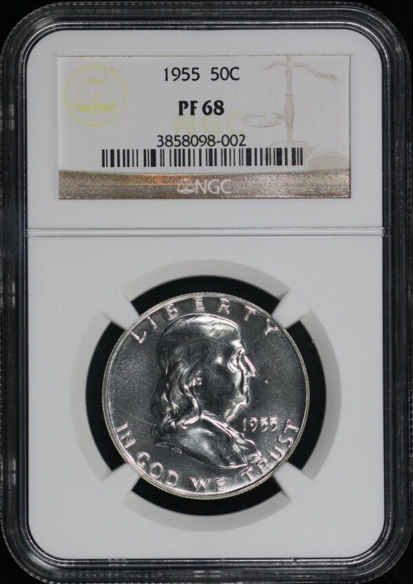 Obverse of this 1955 Franklin Half Dollar NGC PF-68