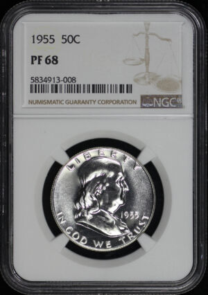 Obverse of this 1955 Franklin Half Dollar NGC PF-68
