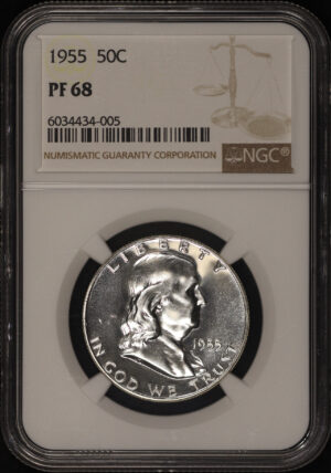 Obverse of this 1955 Franklin Half Dollar NGC PF-68
