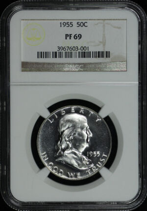 Obverse of this 1955 Franklin Half Dollar NGC PF-69