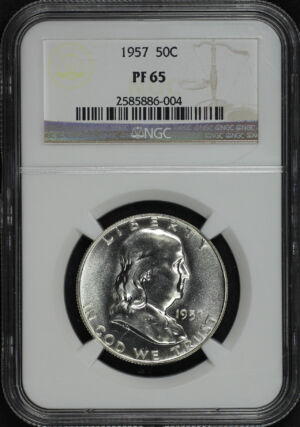 Obverse of this 1957 Franklin Half Dollar NGC PF-65