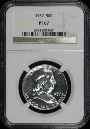 Obverse of this 1957 Franklin Half Dollar NGC PF-67