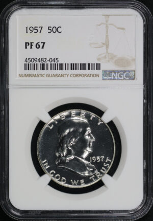 Obverse of this 1957 Franklin Half Dollar NGC PF-67