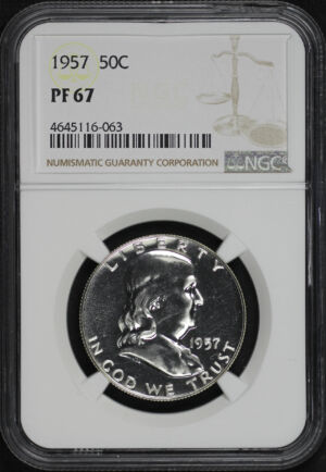Obverse of this 1957 Franklin Half Dollar NGC PF-67