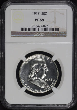 Obverse of this 1957 Franklin Half Dollar NGC PF-68