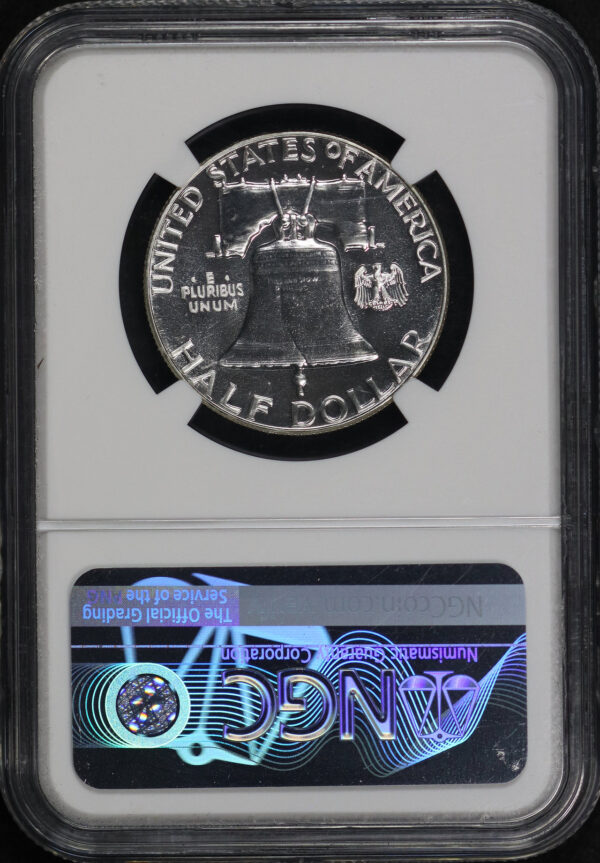 Reverse of this 1957 Franklin Half Dollar NGC PF-68
