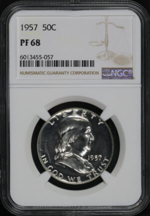 Obverse of this 1957 Franklin Half Dollar NGC PF-68