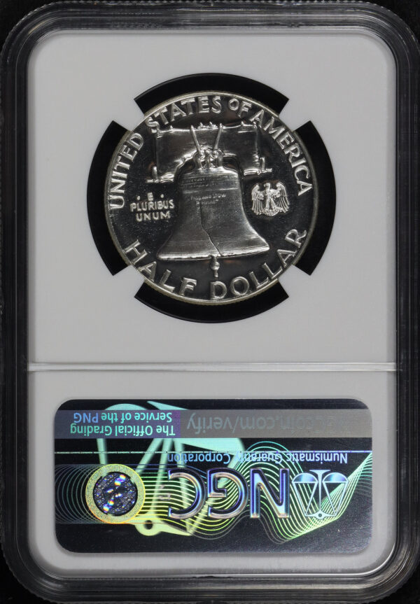 Reverse of this 1957 Franklin Half Dollar NGC PF-68