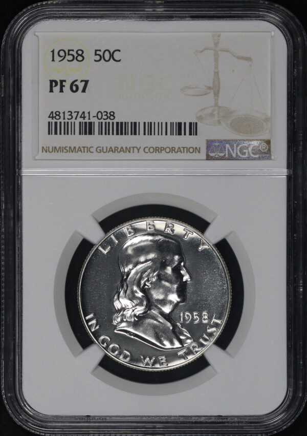 Obverse of this 1958 Franklin Half Dollar NGC PF-67