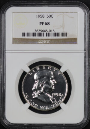 Obverse of this 1958 Franklin Half Dollar NGC PF-68