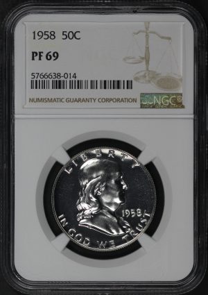 Obverse of this 1958 Franklin Half Dollar NGC PF-69