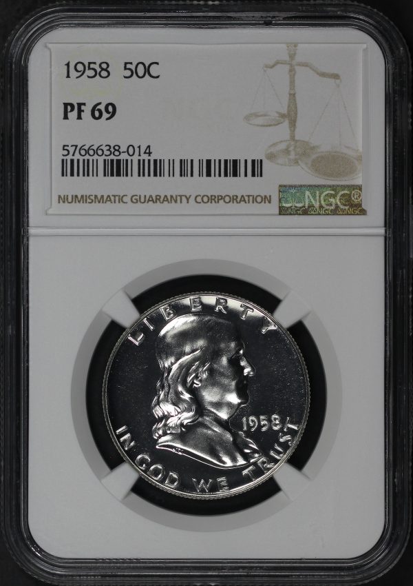 Obverse of this 1958 Franklin Half Dollar NGC PF-69