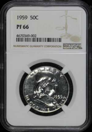 Obverse of this 1959 Franklin Half Dollar NGC PF-66