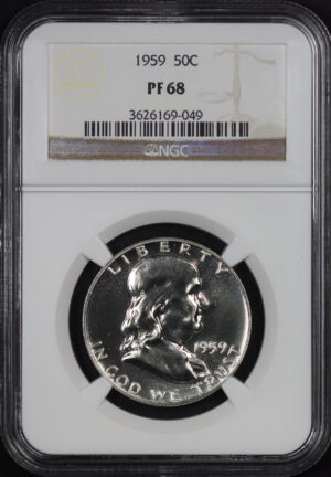 Obverse of this 1959 Franklin Half Dollar NGC PF-68
