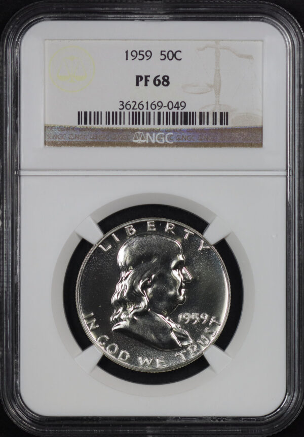 Obverse of this 1959 Franklin Half Dollar NGC PF-68