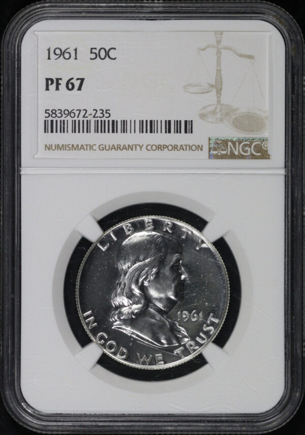 Obverse of this 1961 Franklin Half Dollar NGC PF-67