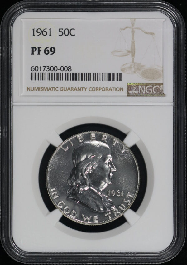 Obverse of this 1961 Franklin Half Dollar NGC PF-69