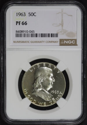 Obverse of this 1963 Franklin Half Dollar NGC PF-66