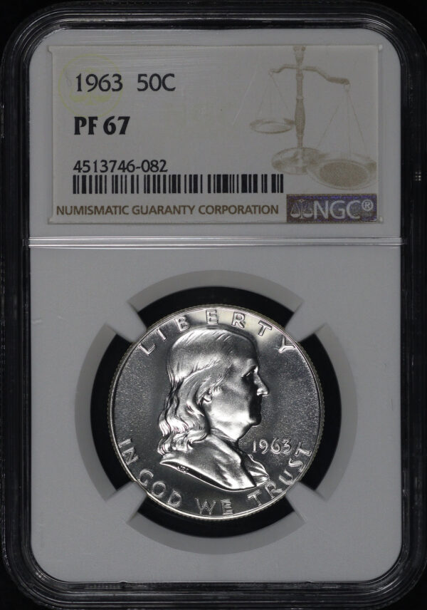 Obverse of this 1963 Franklin Half Dollar NGC PF-67