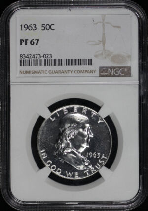 Obverse of this 1963 Franklin Half Dollar NGC PF-67