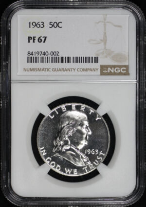 Obverse of this 1963 Franklin Half Dollar NGC PF-67