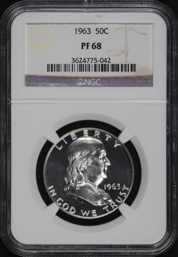 Obverse of this 1963 Franklin Half Dollar NGC PF-68