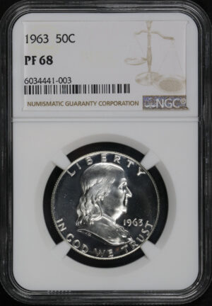 Obverse of this 1963 Franklin Half Dollar NGC PF-68