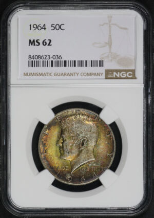 Obverse of this 1964 Kennedy Half Dollar NGC MS-62