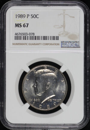 Obverse of this 1989-P Kennedy Half Dollar NGC MS-67