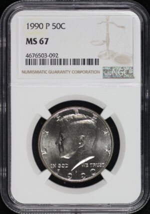 Obverse of this 1990-P Kennedy Half Dollar NGC MS-67