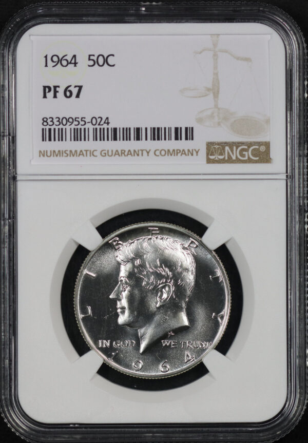 Obverse of this 1964 Kennedy Half Dollar NGC PF-67