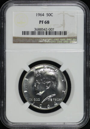 Obverse of this 1964 Kennedy Half Dollar NGC PF-68