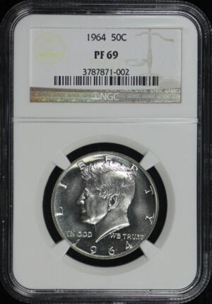 Obverse of this 1964 Kennedy Half Dollar NGC PF-69