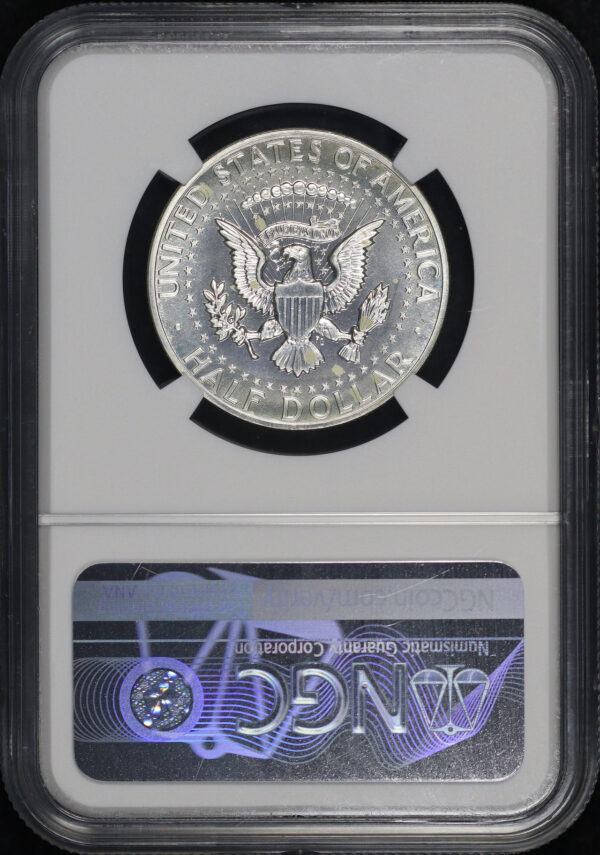 Reverse of this 1964 Accent Hair Kennedy Half Dollar NGC PF-64