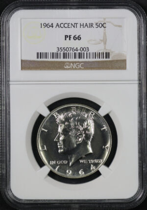 Obverse of this 1964 Kennedy Half Dollar Accent Hair NGC PF-66