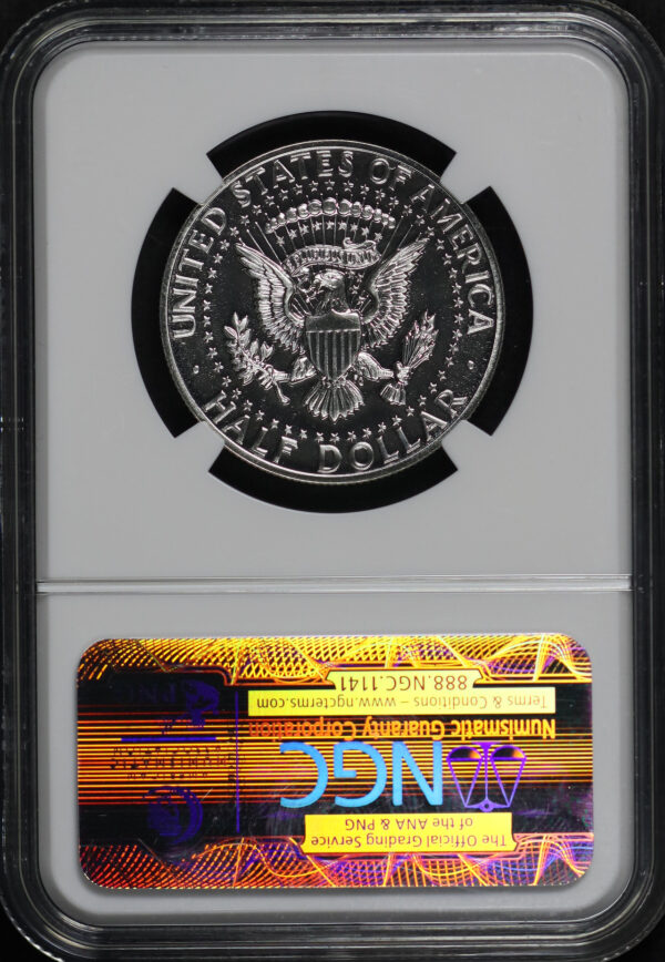 Reverse of this 1964 Kennedy Half Dollar Accent Hair NGC PF-66
