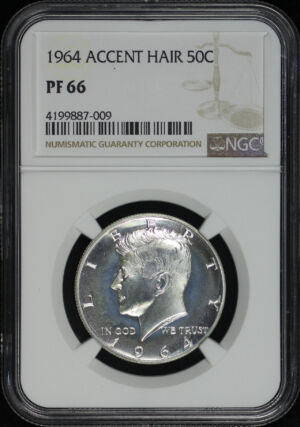 Obverse of this 1964 Kennedy Half Dollar Accented Hair NGC PF-66