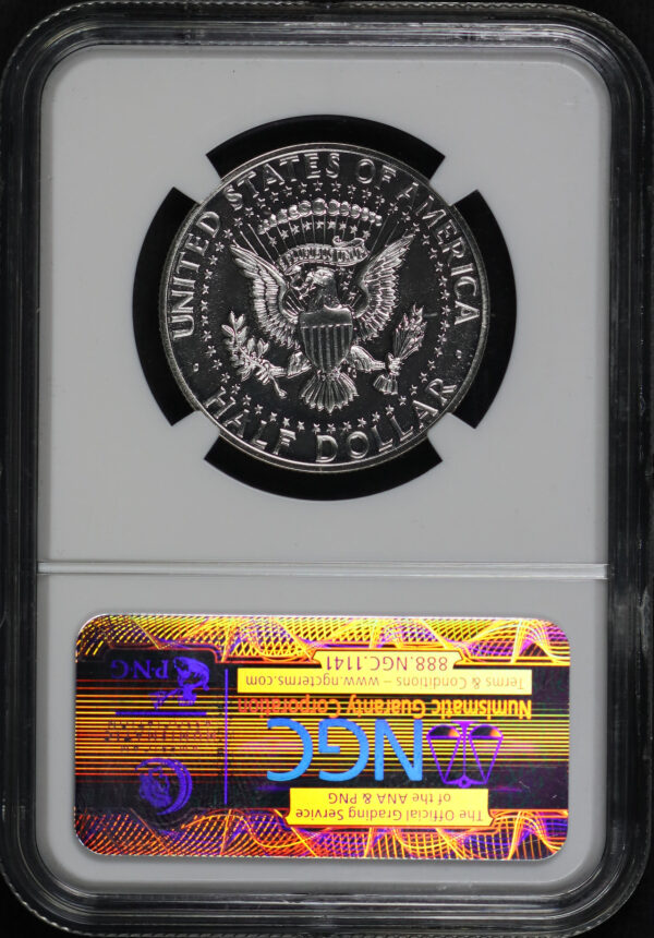 Reverse of this 1964 Kennedy Half Dollar Accent Hair NGC PF-67
