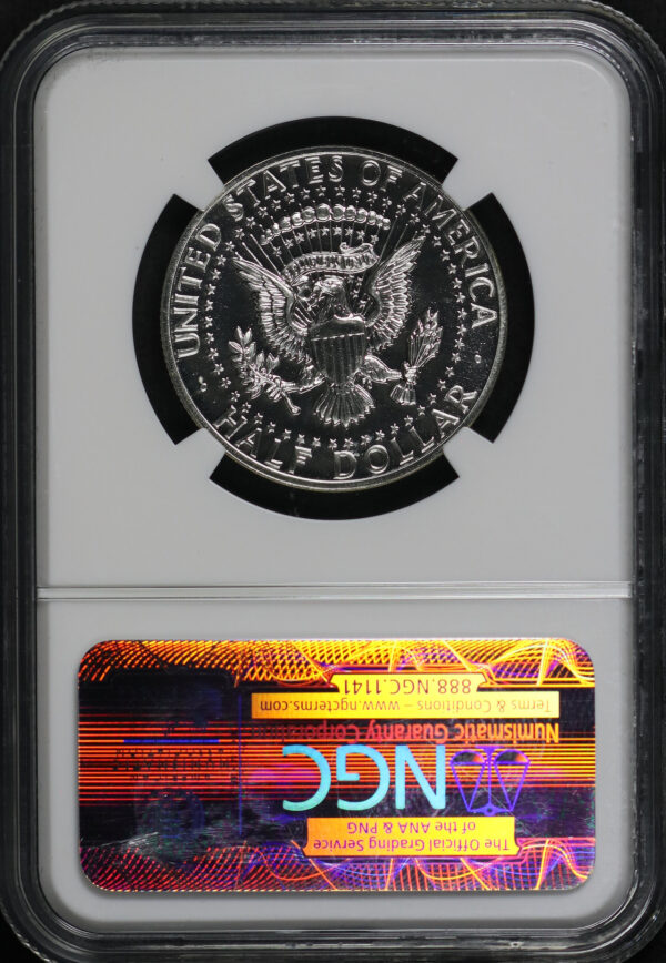 Reverse of this 1964 Kennedy Half Dollar Accent Hair NGC PF-68