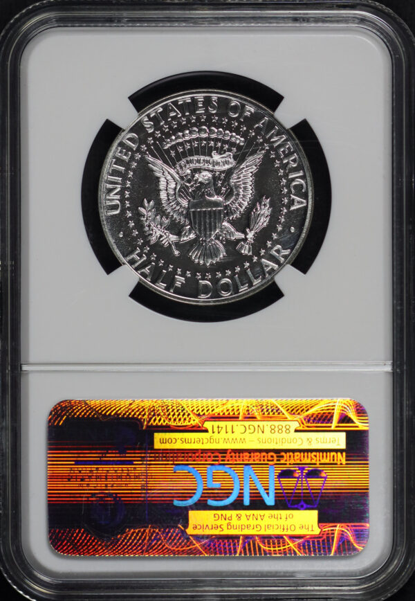 Reverse of this 1964 Kennedy Half Dollar Accent Hair NGC PF-68