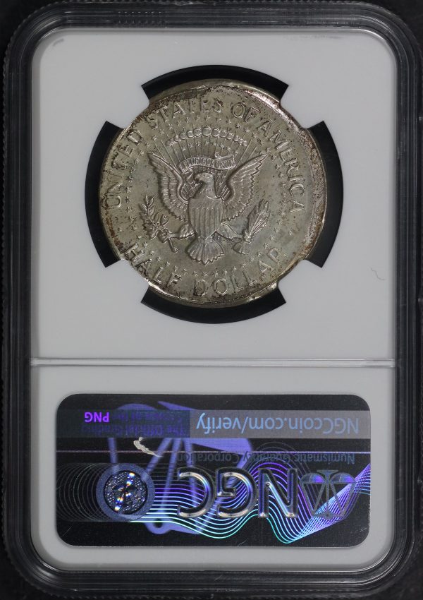 Reverse of this 1968-S Kennedy Half Dollar NGC PF-63 MINT ERROR Broadstruck