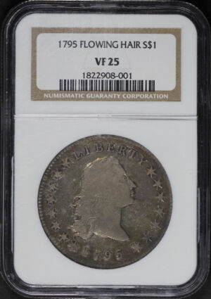 Obverse of this 1795 Flowing Hair Dollar 3 Leaves NGC VF-25
