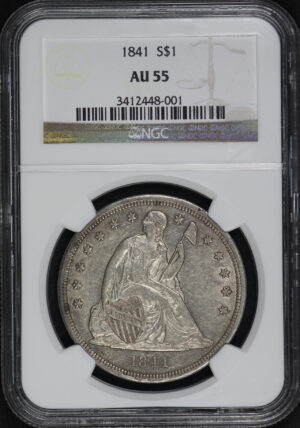 Obverse of this 1841 Liberty Seated Dollar NGC AU-55