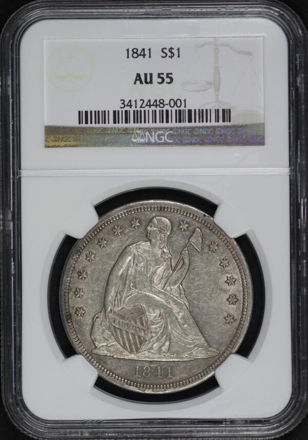 Obverse of this 1841 Liberty Seated Dollar NGC AU-55