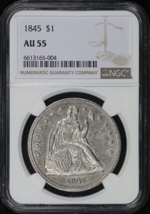 Obverse of this 1845 Liberty Seated Dollar NGC AU-55