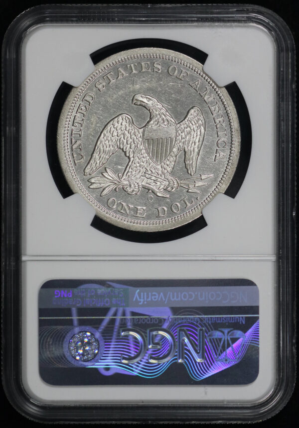 Reverse of this 1846-O Liberty Seated Dollar NGC AU-58