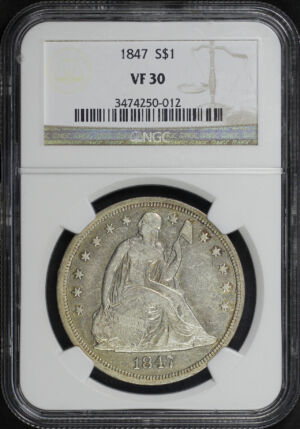 Obverse of this 1847 Liberty Seated Dollar NGC VF-30