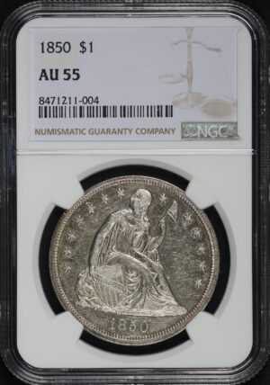 Obverse of this 1850 Liberty Seated Dollar NGC AU-55
