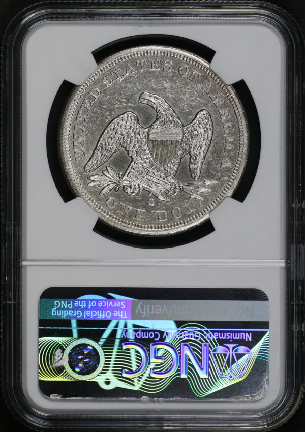 Reverse of this 1860-O Liberty Seated Dollar NGC AU-55