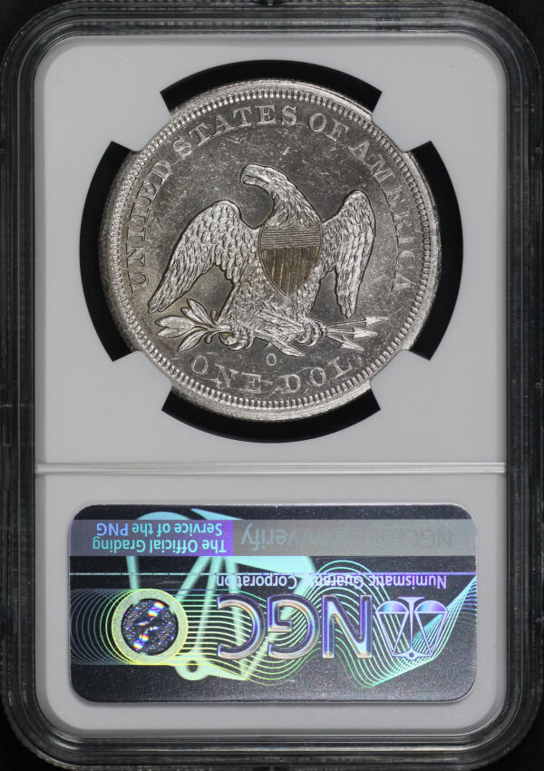 Reverse of this 1860-O Liberty Seated Dollar NGC MS-61